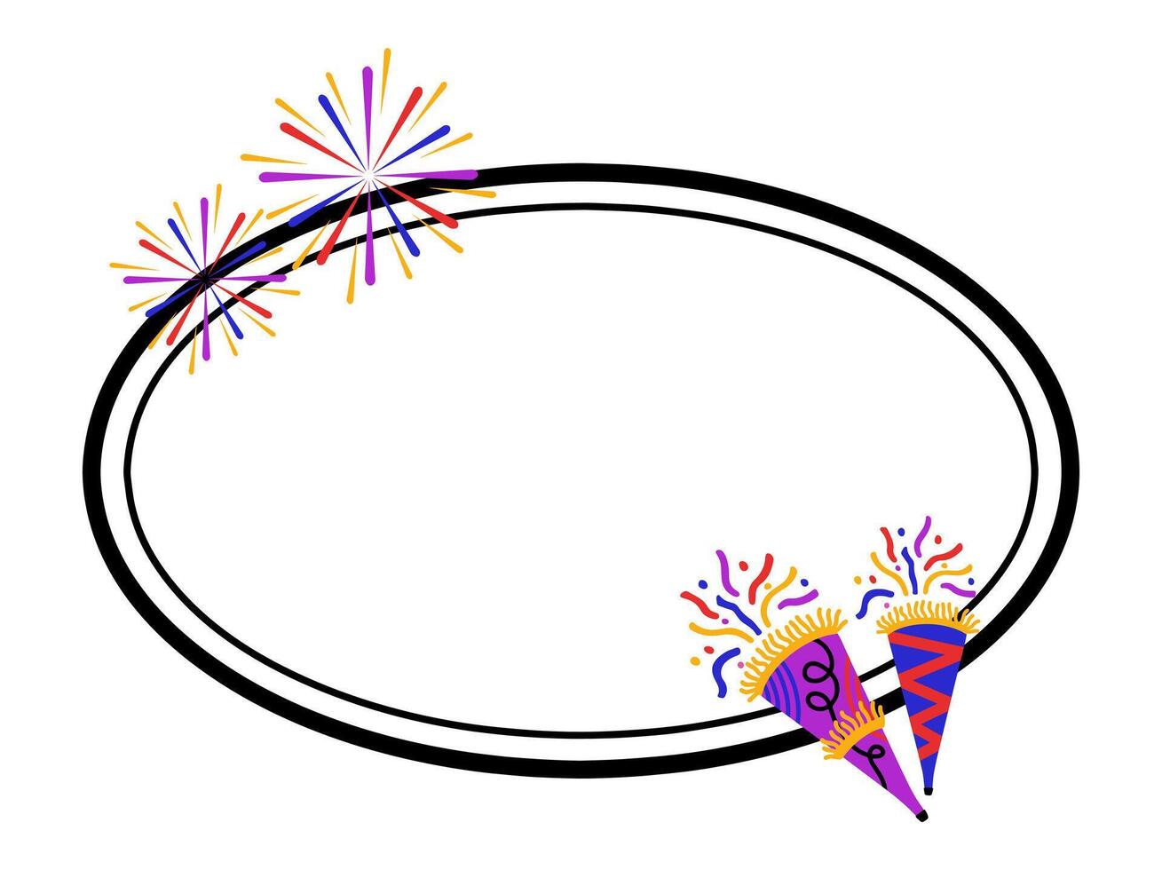 Eve New Year Fireworks Trumpet Frame Background vector