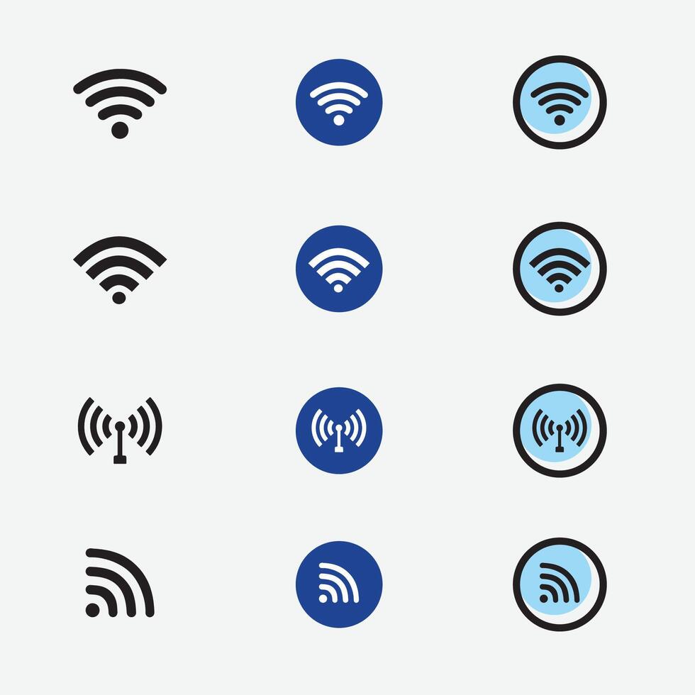 Wifi icon. Set Free wifi sign isolated icon. wifi network linear icon. signal sign and symbol. Public wifi area solid sign. Wifi icon wireless internet signal element flat symbol vector