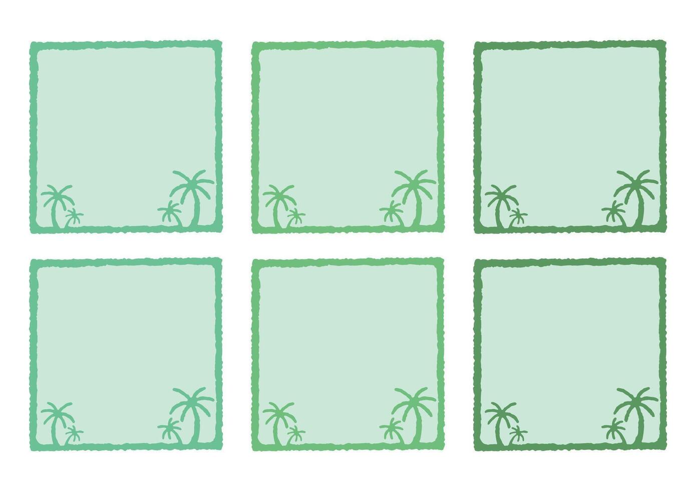 Set of green planner stickers. vector