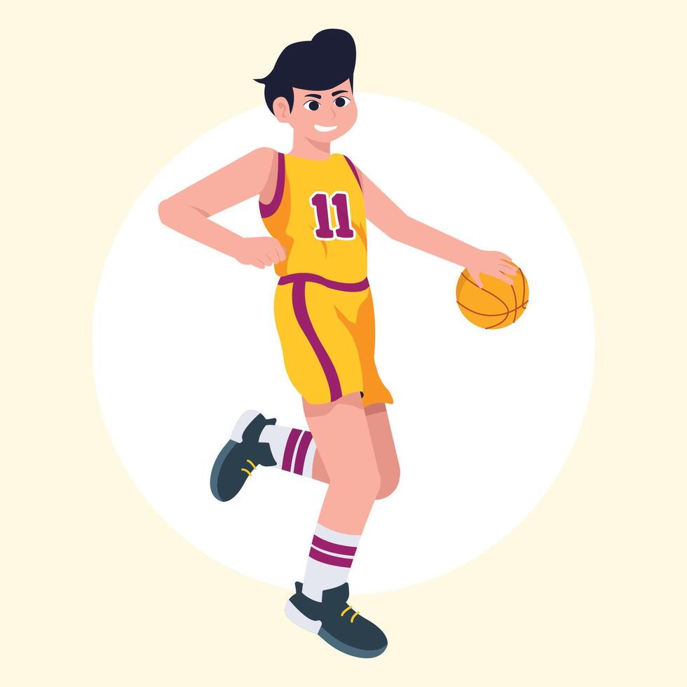 yellow basket ball player illustration vector