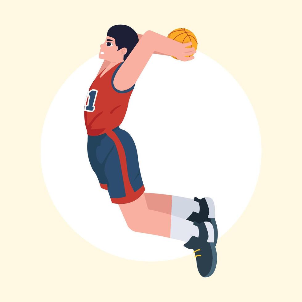 red basket ball player illustration vector
