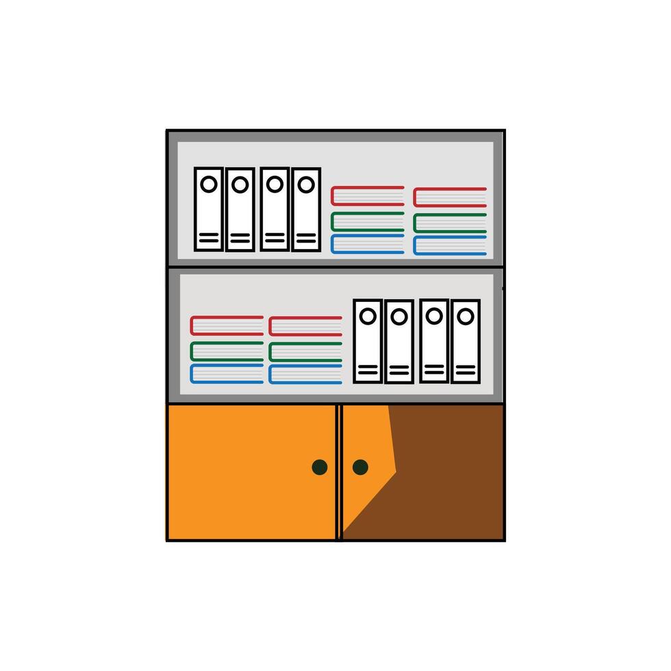 file cabinet with file folders and books on a white background vector