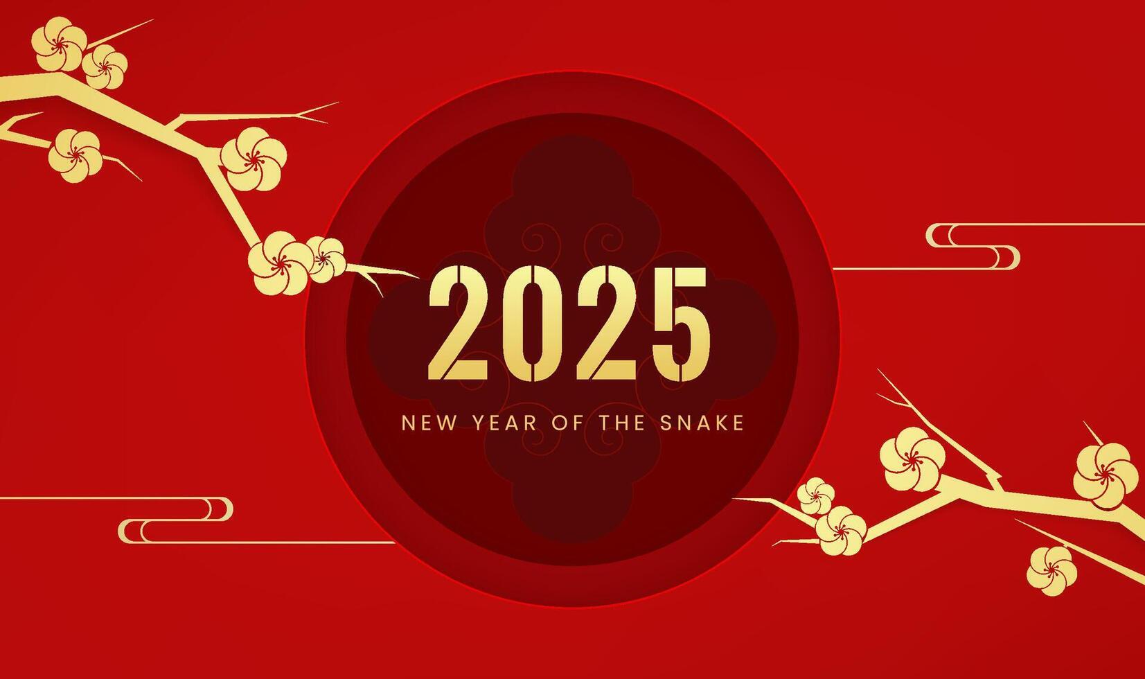 Spring Festival background design 2025 big title and plum blossom and Chinese moire vector