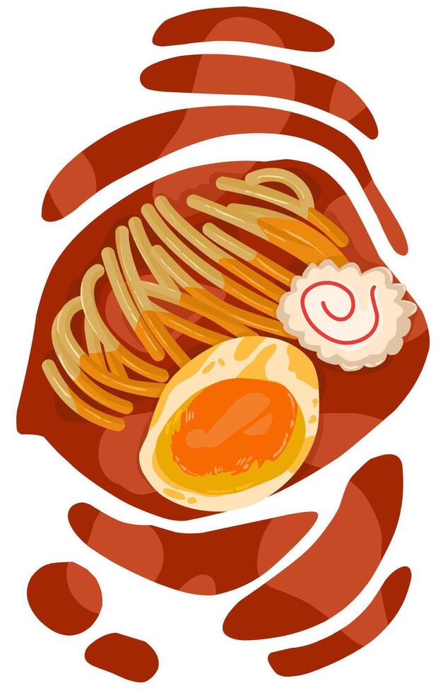 Delicious Japanese ramen noodle condiment texture vector