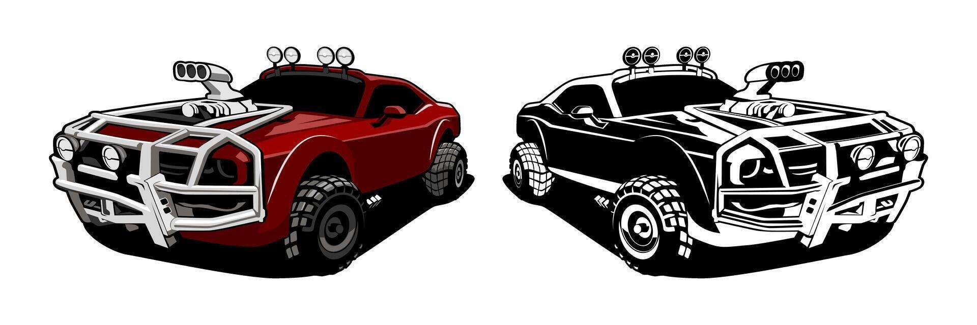 extreme custom car illustration design art vector
