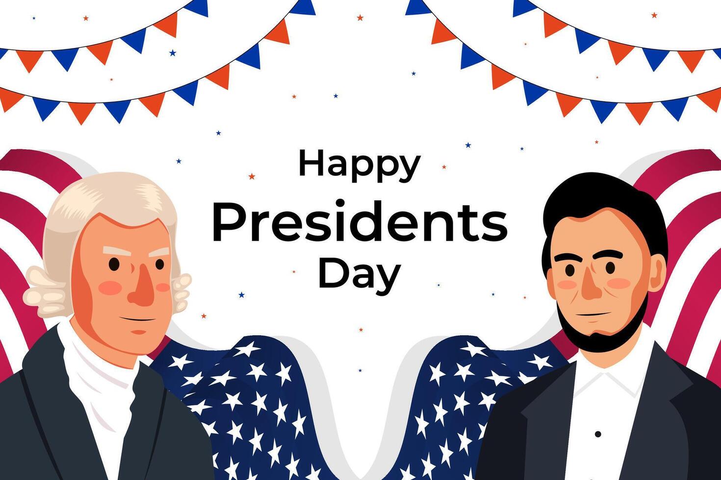 happy presidents day background illustration in flat design vector