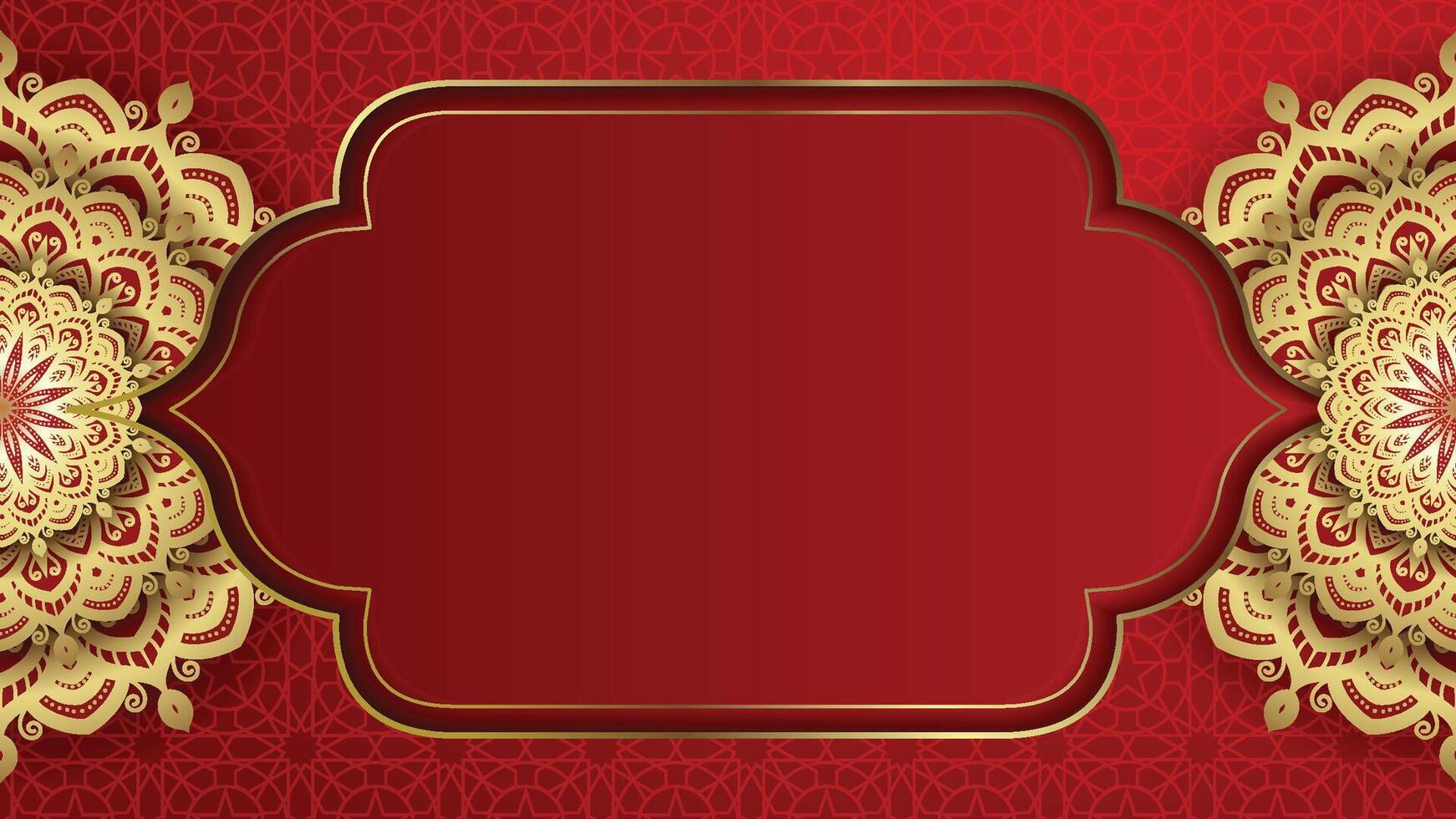 Luxury red background with golden mandala vector