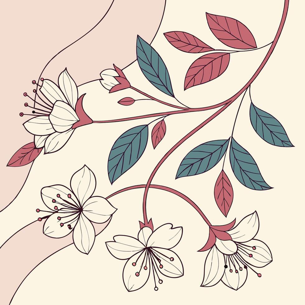 A floral design with leaves and flowers vector