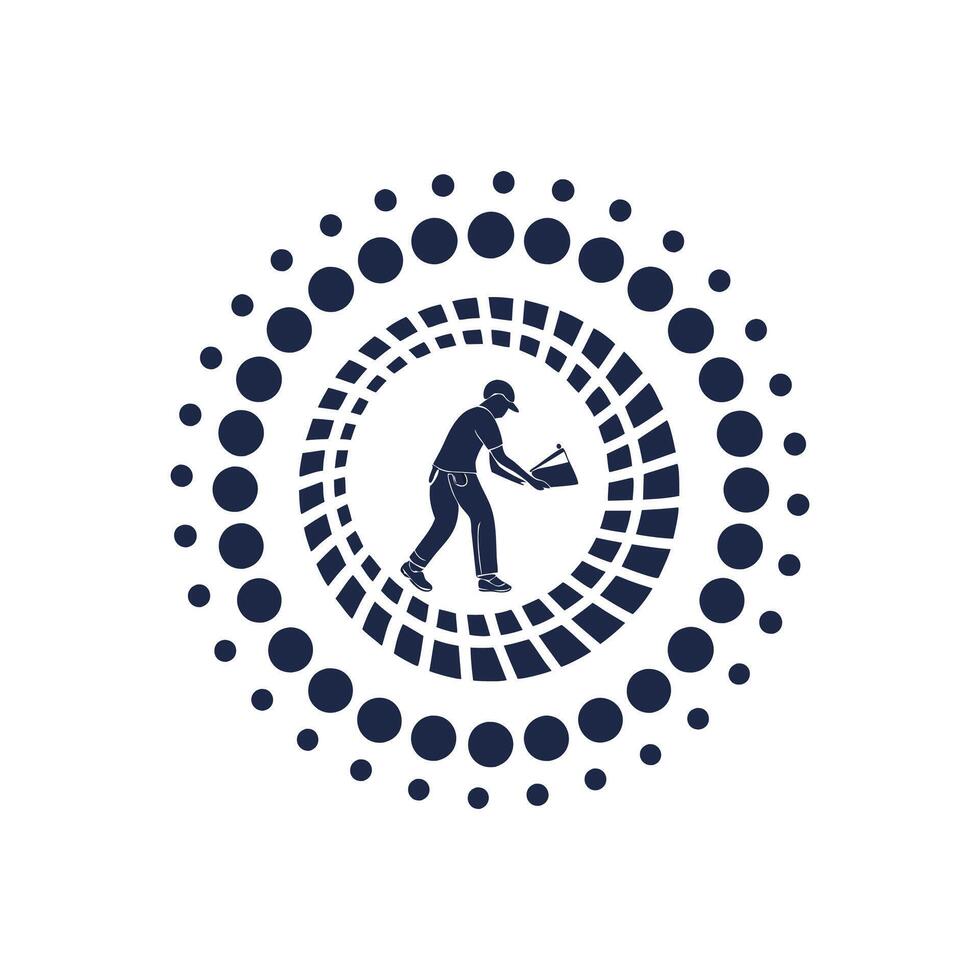 A man in a hat is walking in circles icon vector