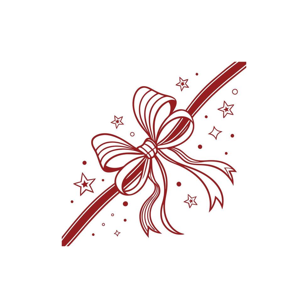 A red bow with stars and white background vector