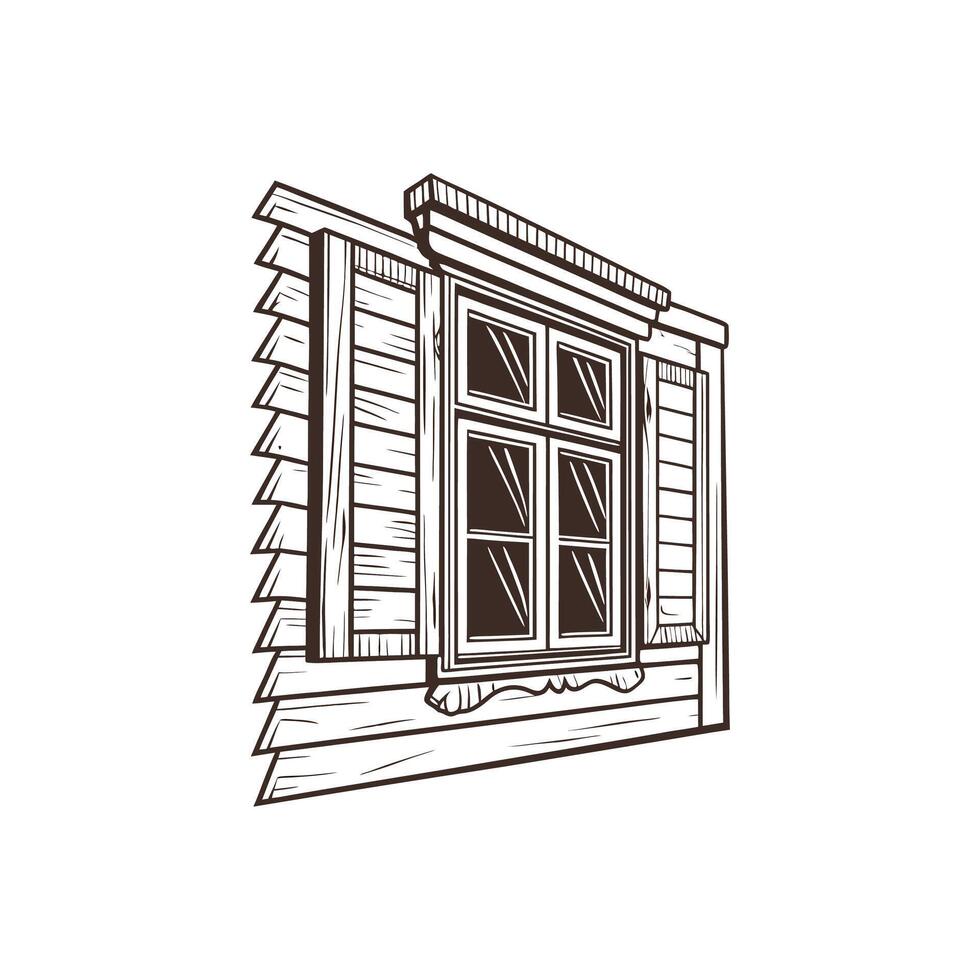 A sketch of a window on a house vector
