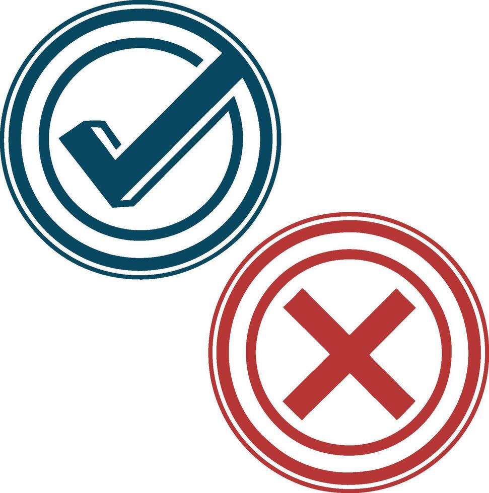 Two check and cross icons vector