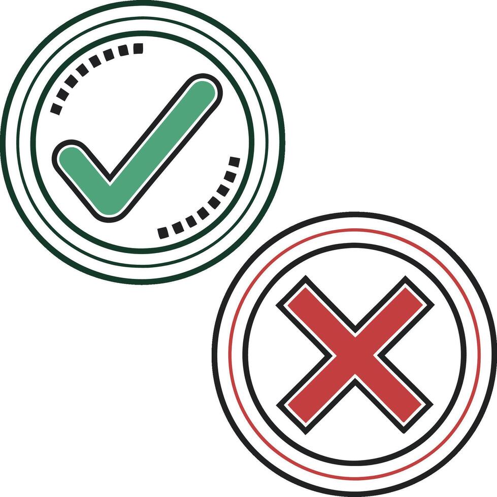 Two green and red check marks on a white background vector
