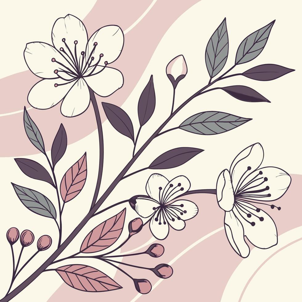 A drawing of flowers on a pink background vector