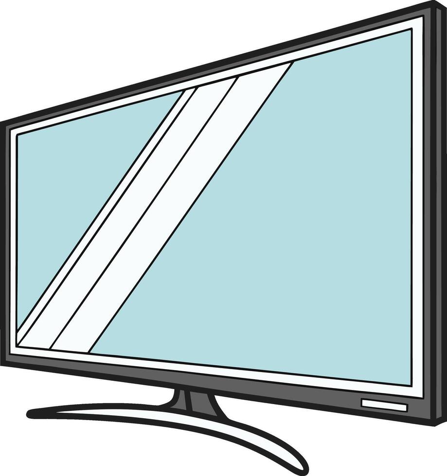 A flat screen television with a blue background vector