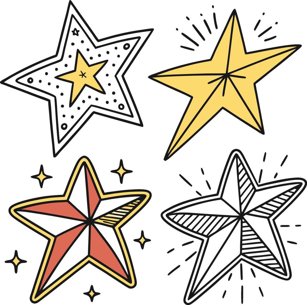 Hand drawn stars illustration vector