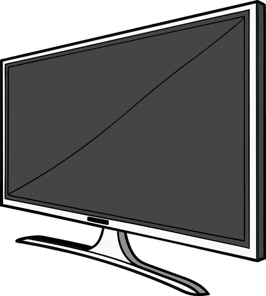 A black and white drawing of a flat screen tv vector
