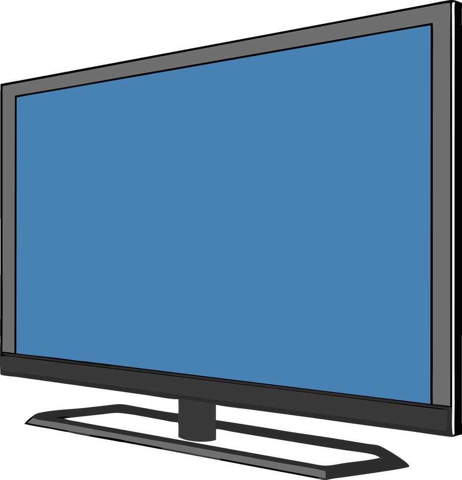 A flat screen television with blue screen vector