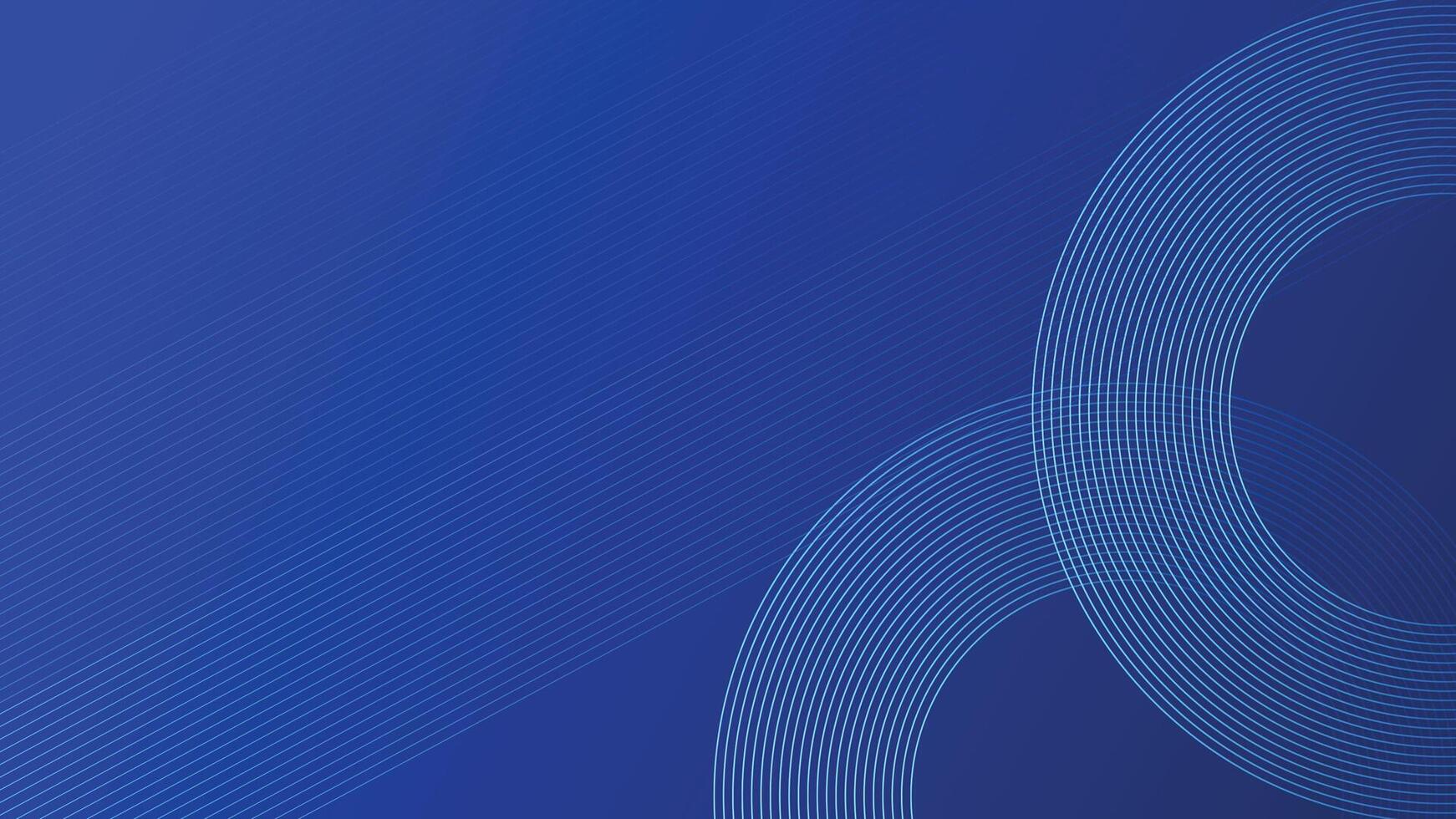 Gradient abstract blue background with circular line patterns vector