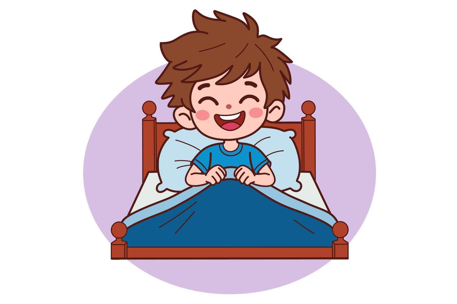 A happy young man goes to sleep. illustration in cartoon style. vector