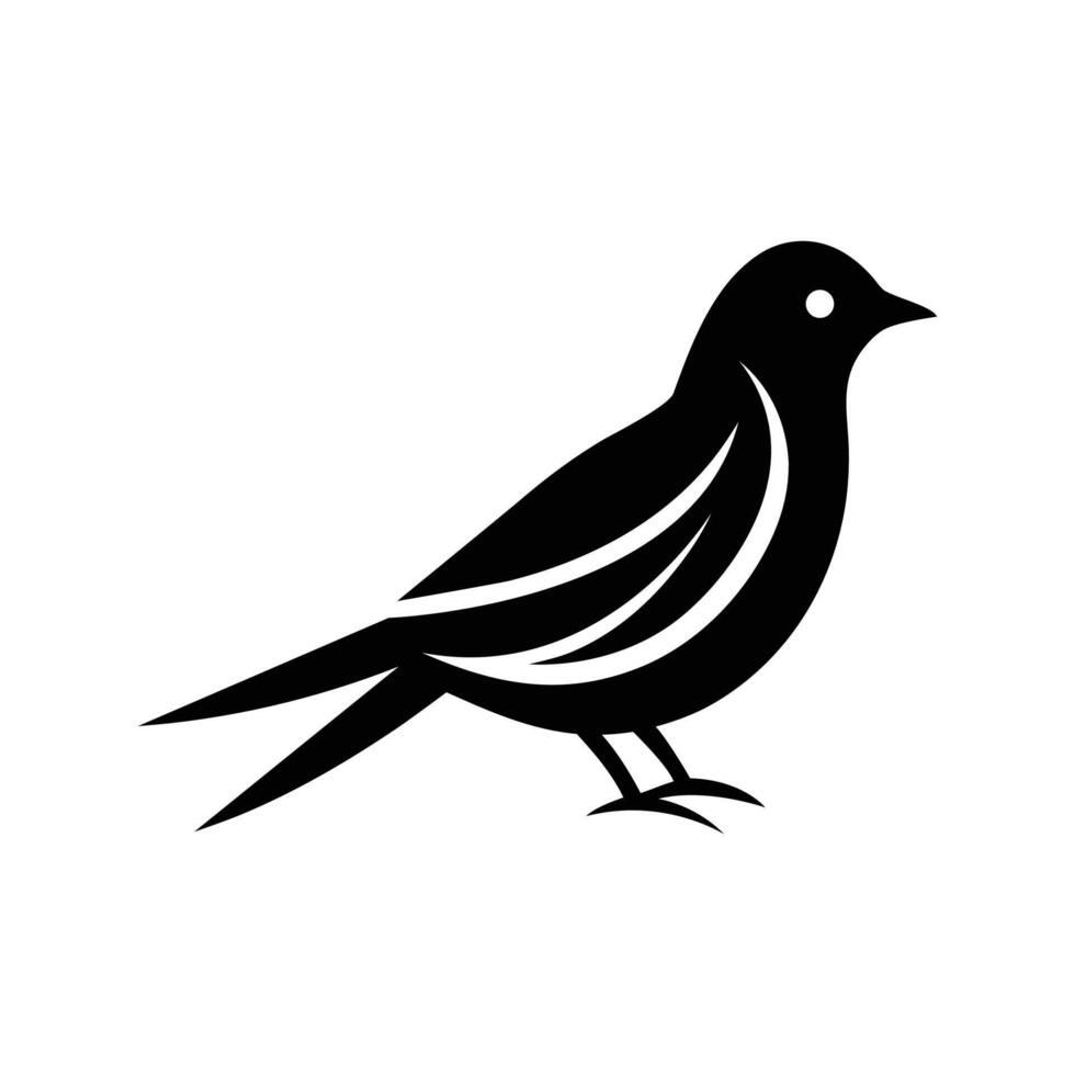 Black Bird Silhouette on White Background vector