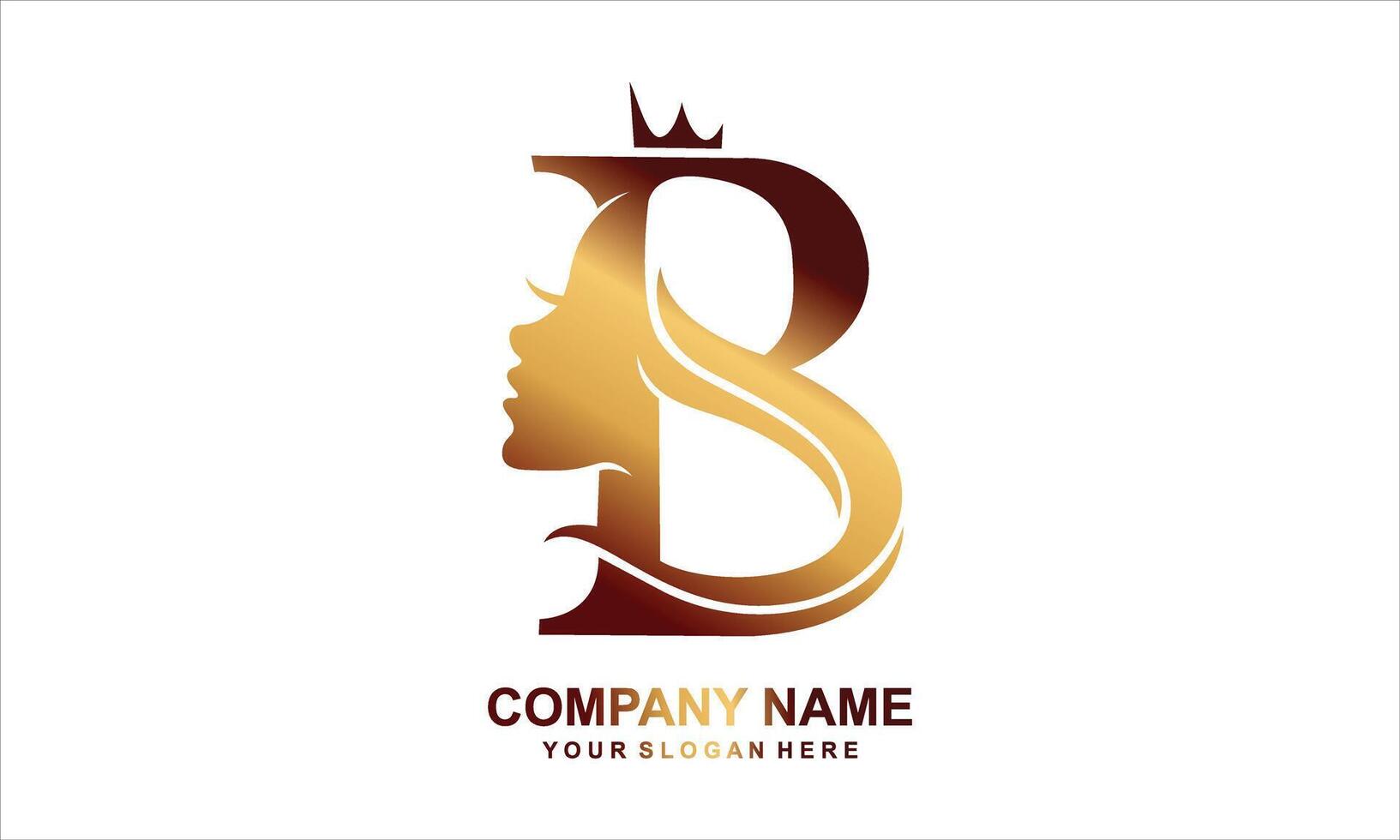 letter B with a woman's face vector
