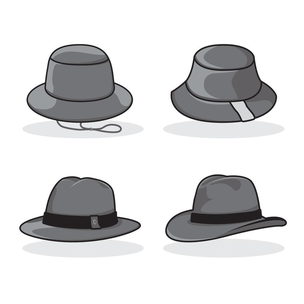 simple and editable color cartoon hat collection vector