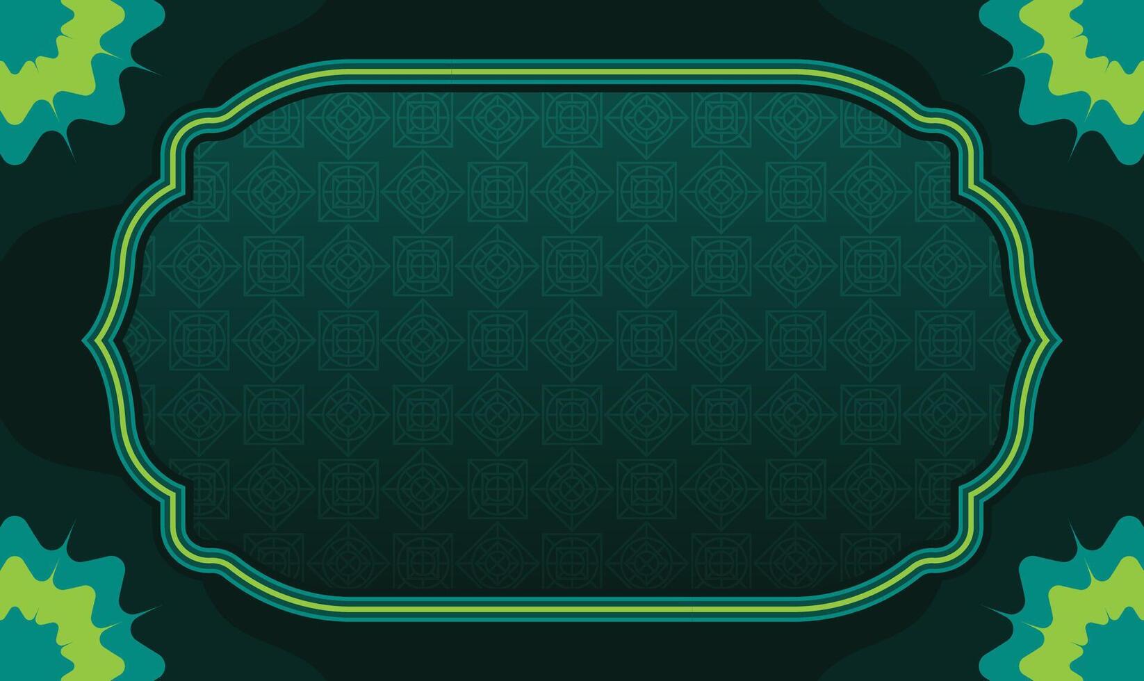 Dark Green Islamic Banner Background with ornament frame vector