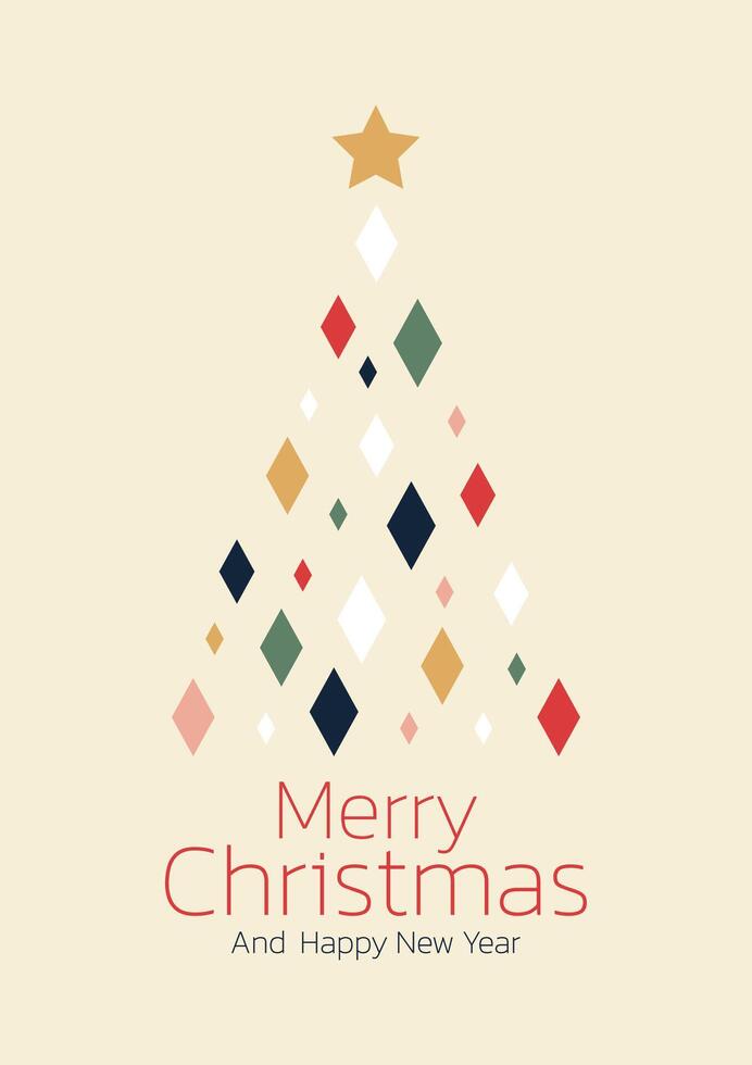 Holidays cards with Christmas Tree. Merry Christmas wallpaper. vector