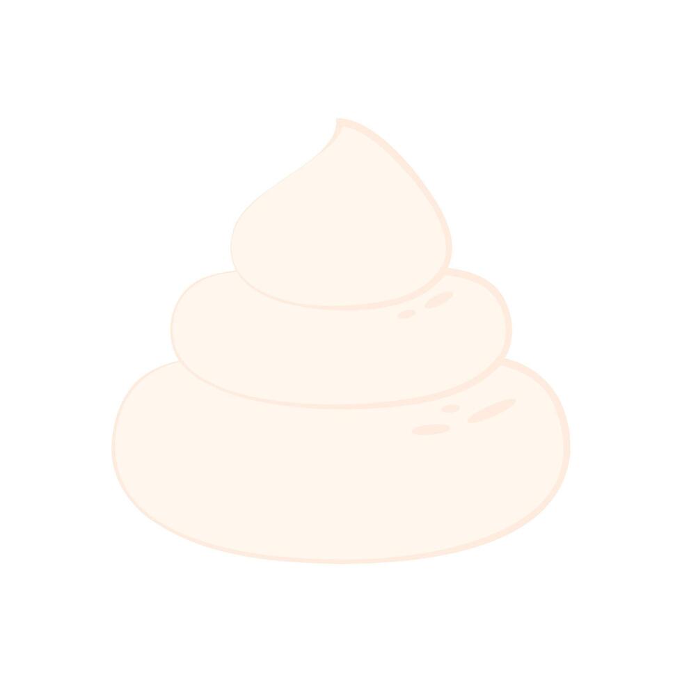 Whipped cream isolated on white background. illustration of dessert in cartoon flat style. Whipped cream icon . vector
