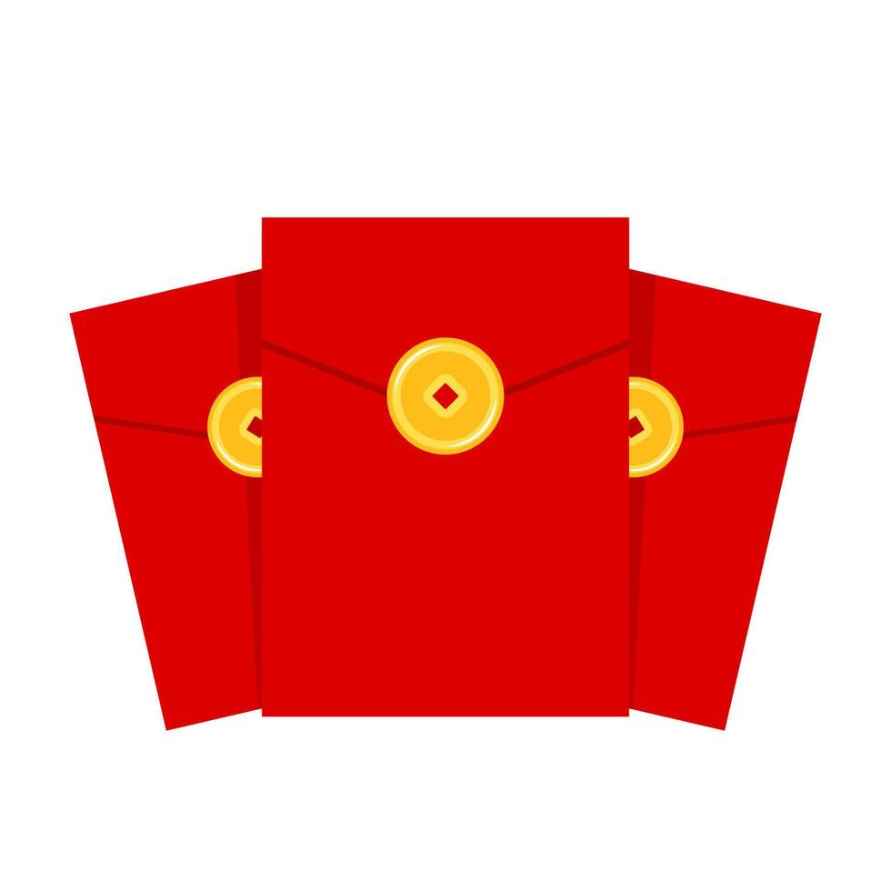Chinese reward. Red paper pack. Envelope . Envelope stack . red pack. vector