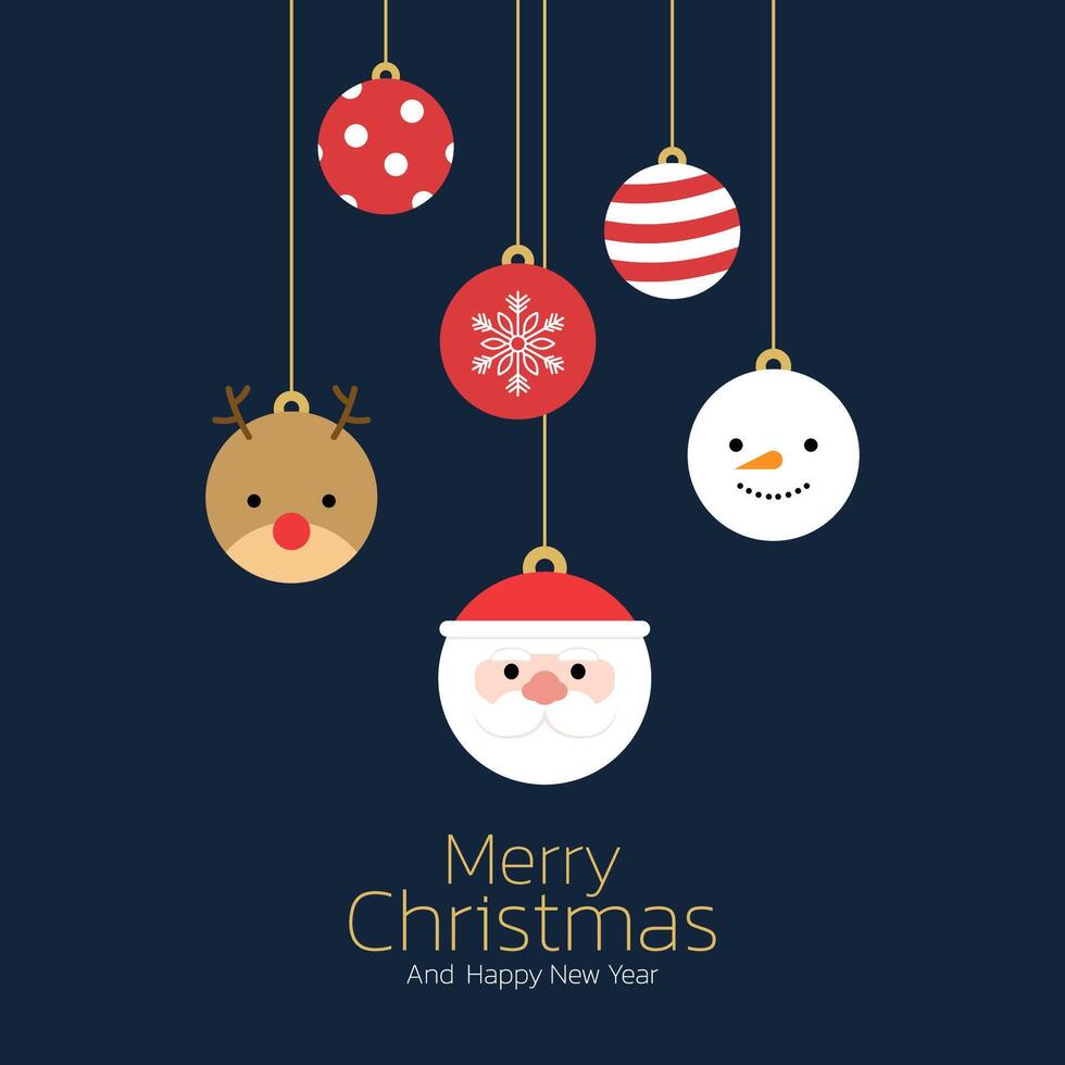 Merry Christmas poster. Merry Christmas greeting card, Christmas balls, illustration. Cute Christmas character cartoon. vector