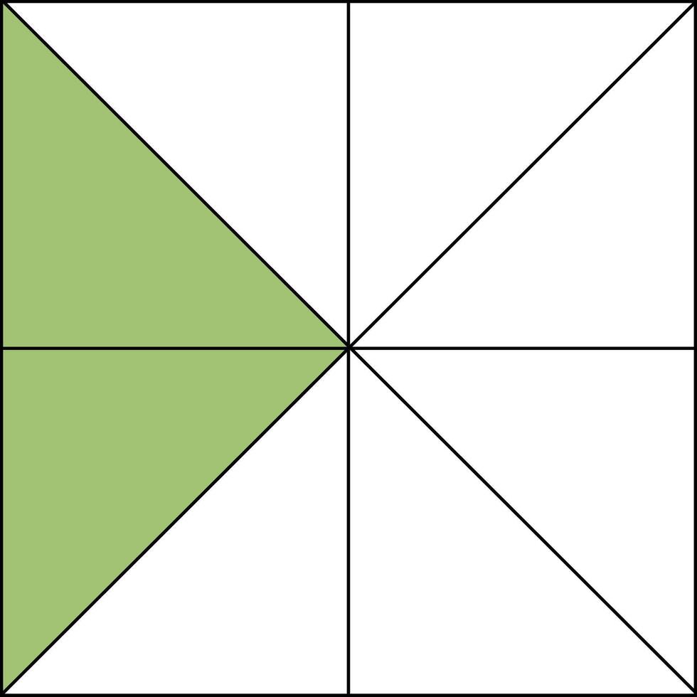Two over Eight Square Fraction Models vector