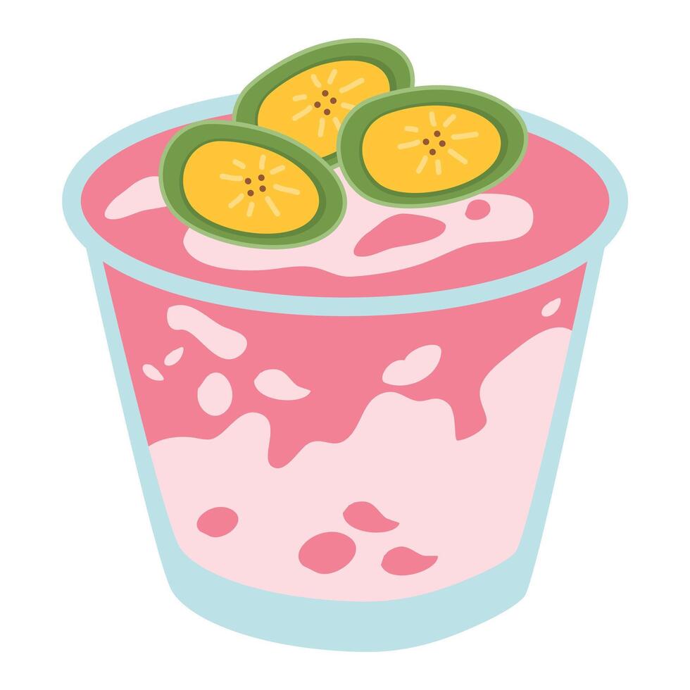 Iced banana ijo. It is traditional dessert from Makasar, south sulawesi,indonesia vector