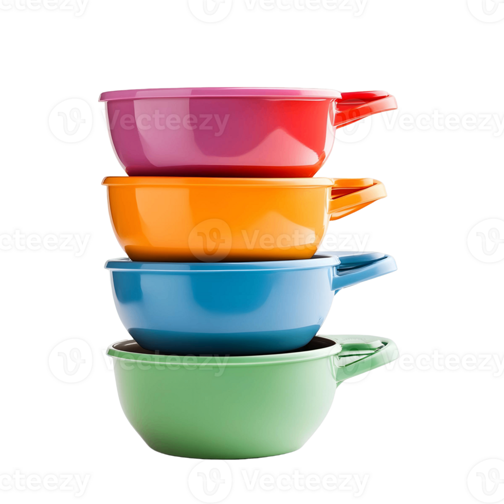 A stack of colorful bowls with handles png