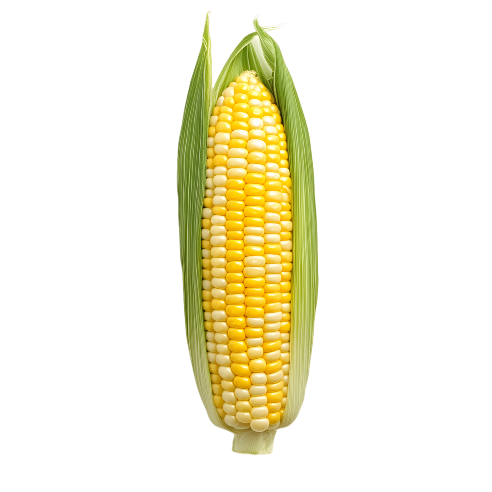A yellow corn cob with a green husk png
