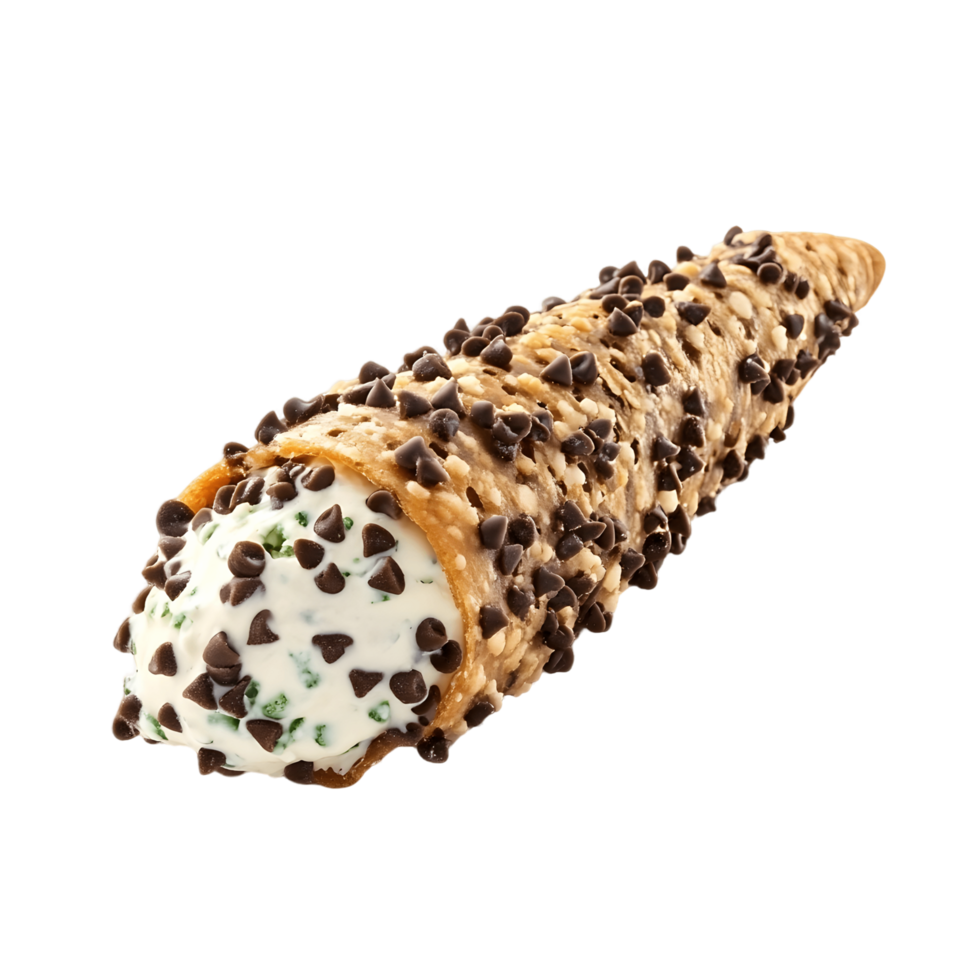 A cannoli pastry filled with sweet ricotta cream png