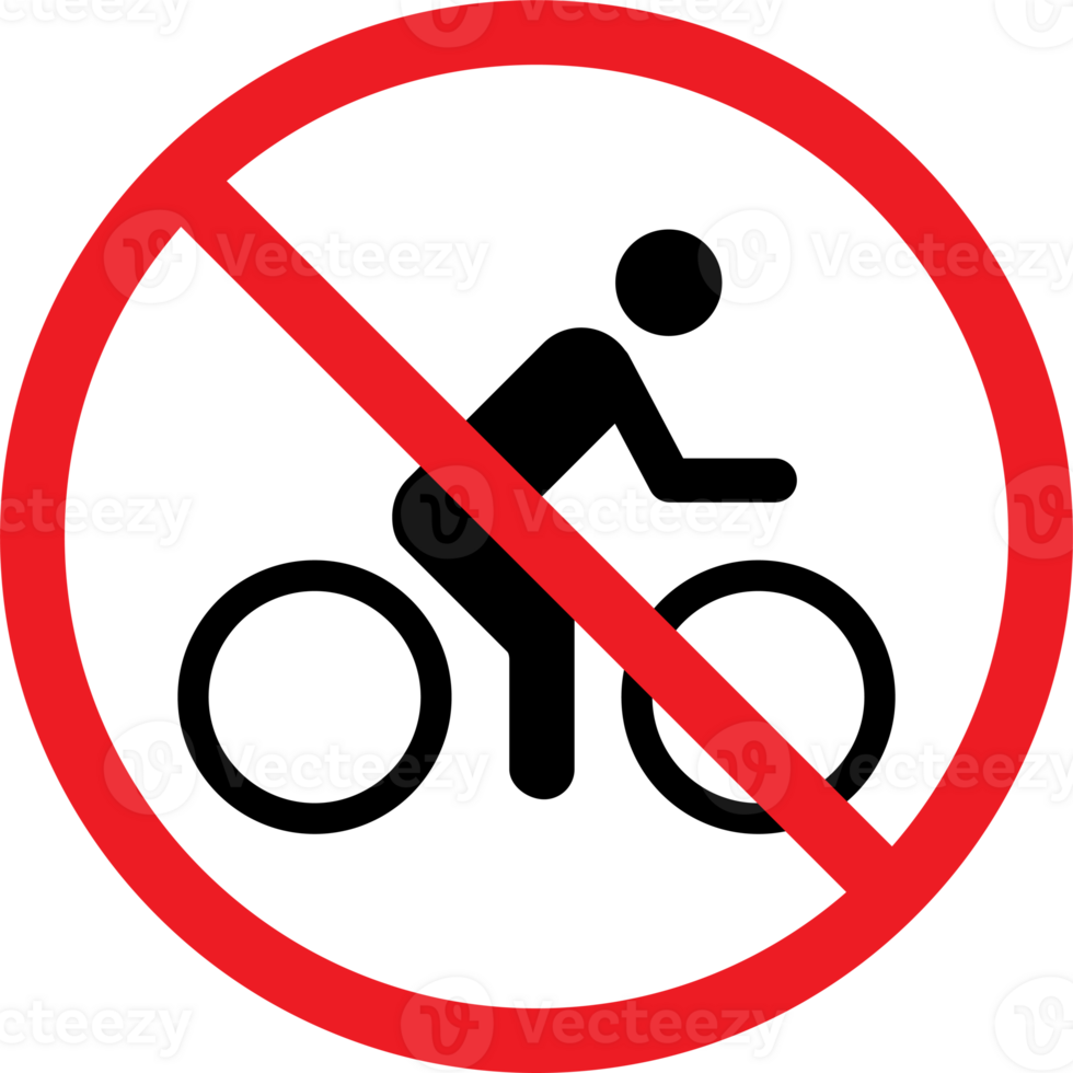 No bicycle ride icon. Forbidden bicycling sign. Warning, caution, attention, restriction, danger symbol for graphic design, web site, social media, mobile app, ui illustration png