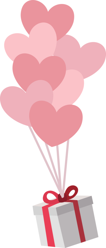 gift box with heart balloon floating in the sky happy or valentine day theme background png