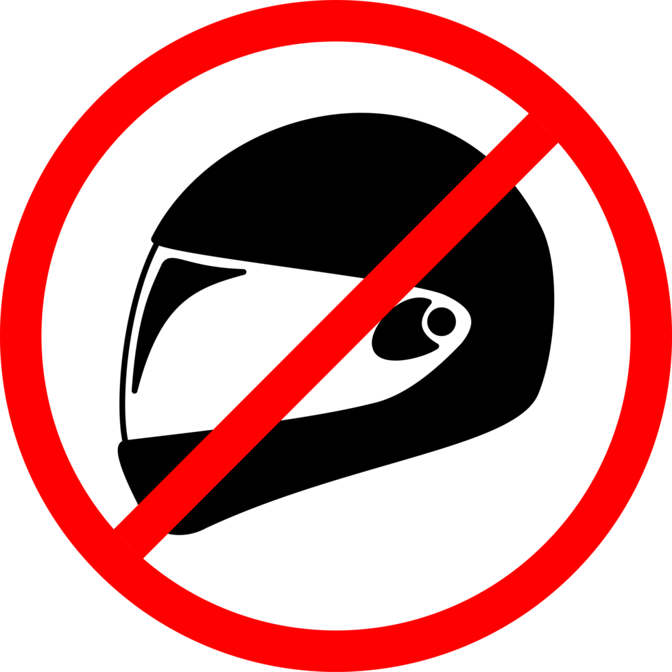no helmet sign in red circle or areas where use helmets are prohibited png