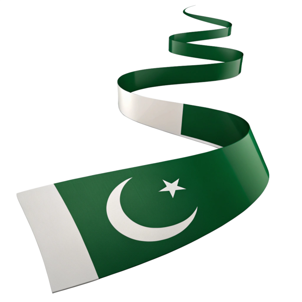 Pakistani flag waving ribbon transparent background png