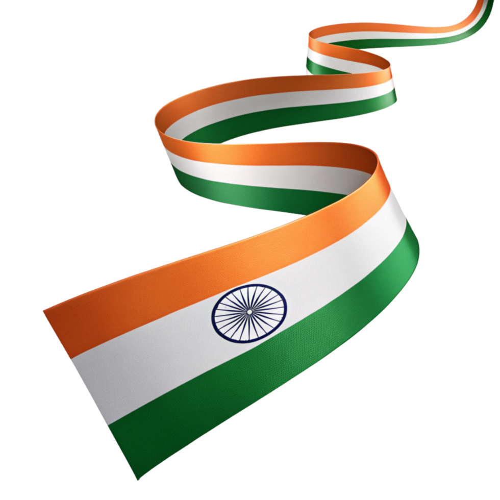 Indian flag waving ribbon transparent background png