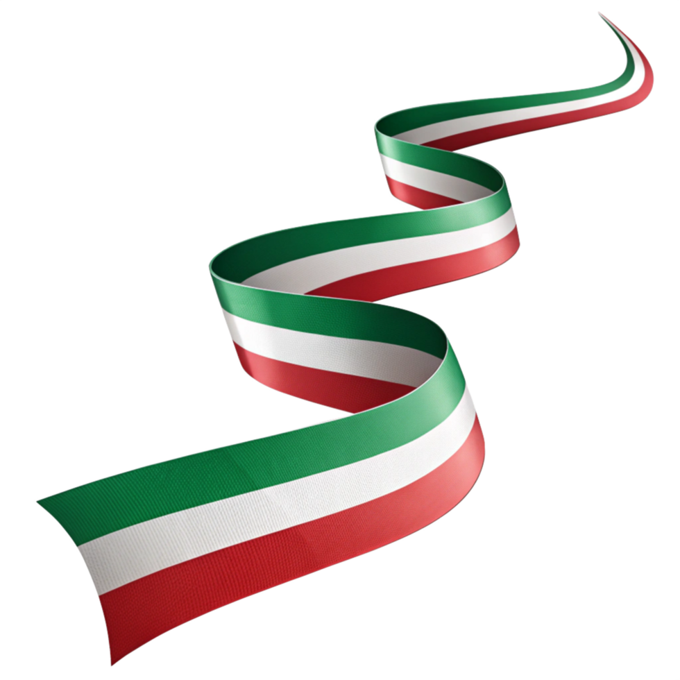 italian flag waving ribbon transparent background png