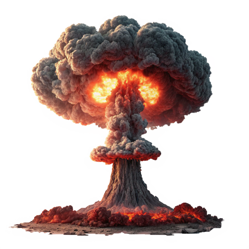 Nuclear Explosion with mushroom cloud transparent background png