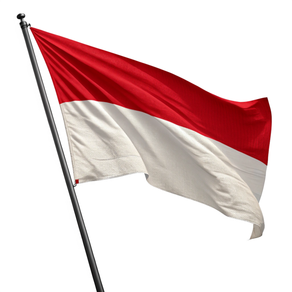 Indonesia Flag on flagpole Transparent Background png