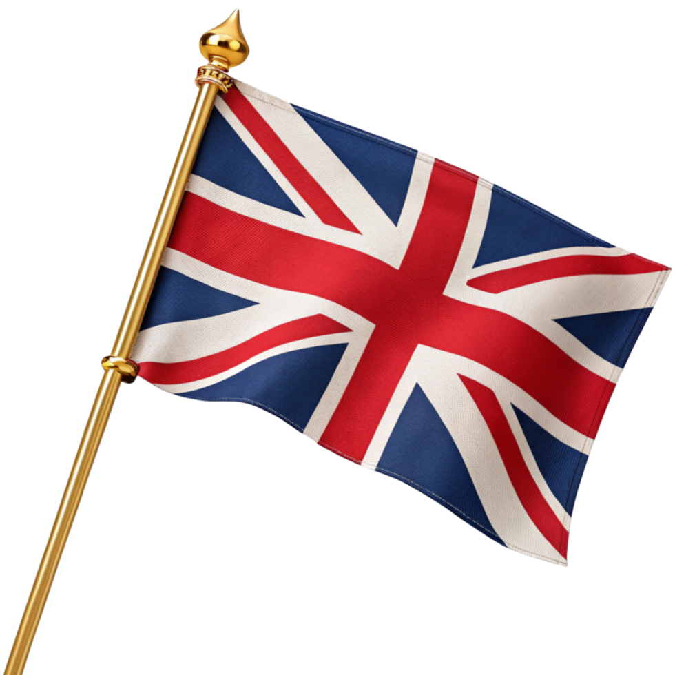 Uk Flag on flagpole Transparent background png