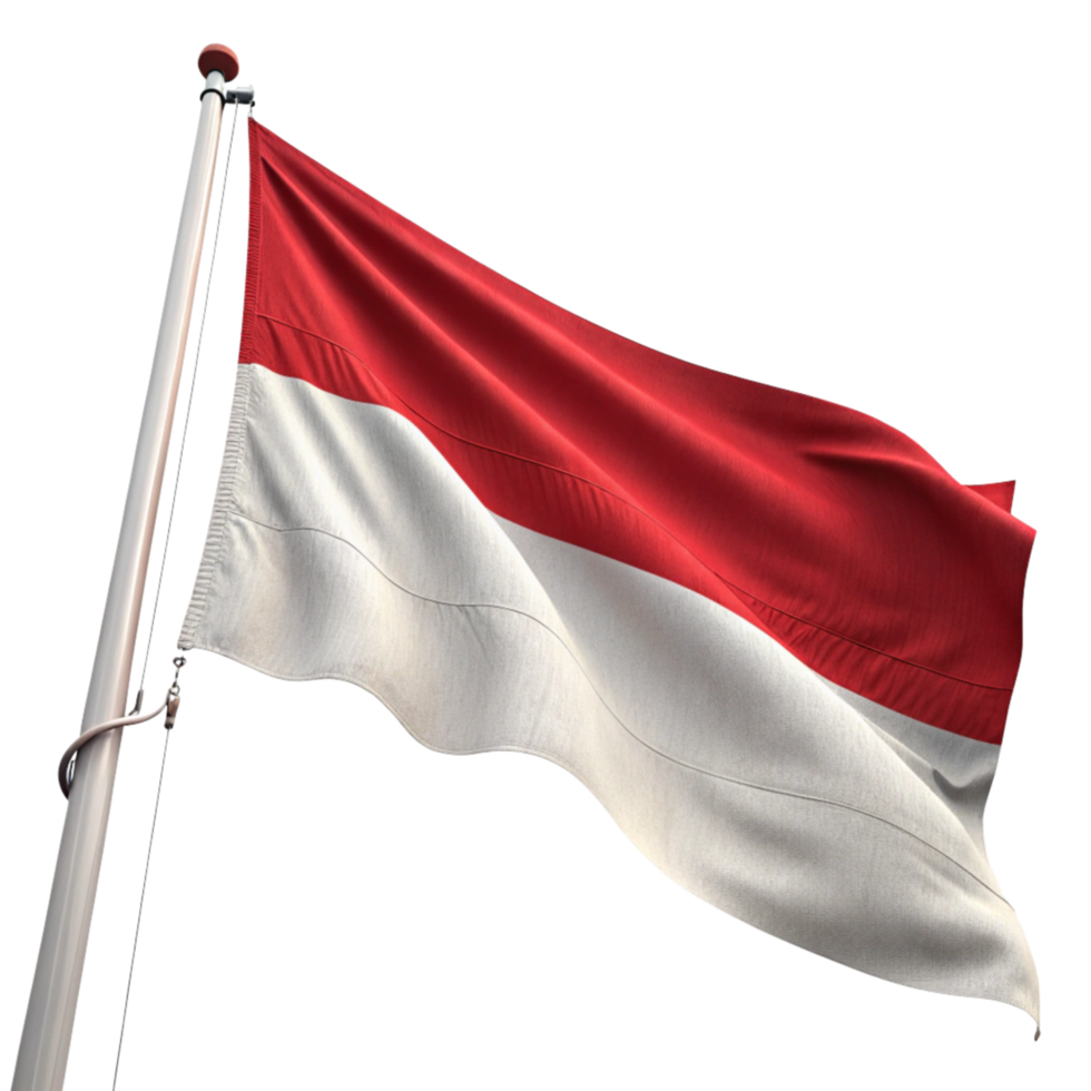 Indonesia Flag Waving on flagpole Transparent Background png
