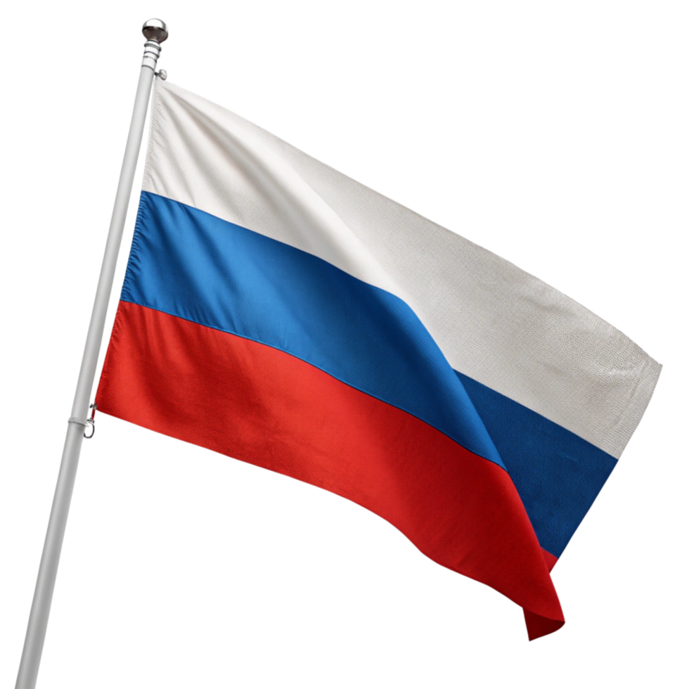 Russia Flag on Flagpole Transparent background png