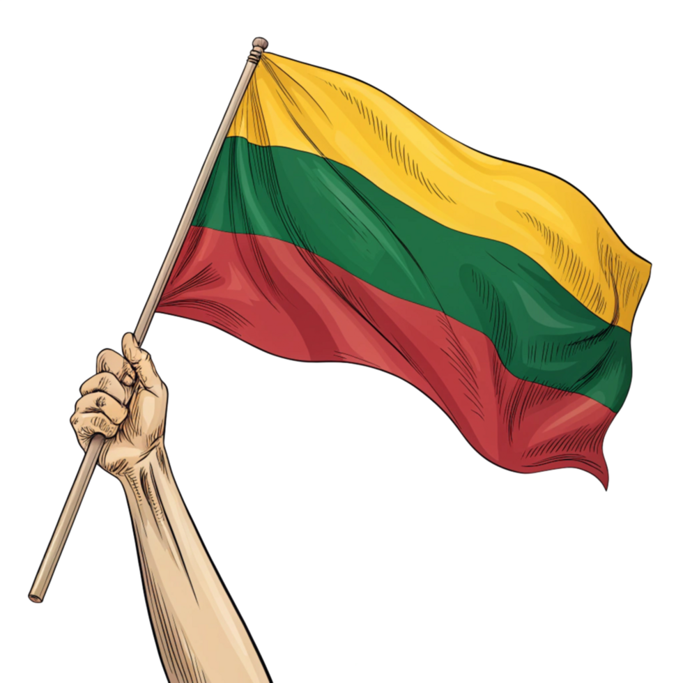 Hand Holding Lithuanian Flag Clipart isolated on Transparent Background png