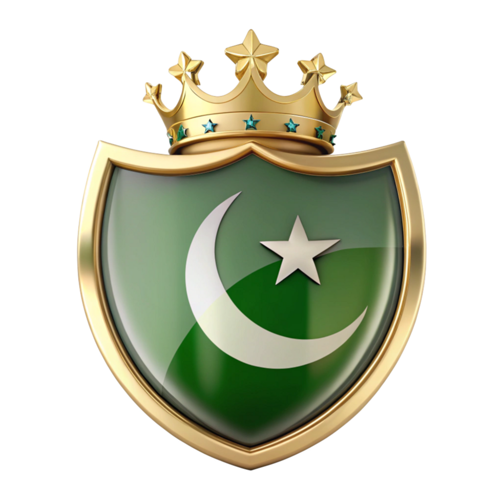 Pakistani Flag crown shield clipart isolated on transparent background png